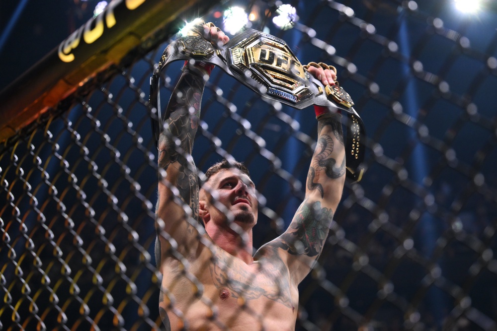 Aspinall is the UFC heavyweight champion, although his last fight was marred by an eye injury (Getty)