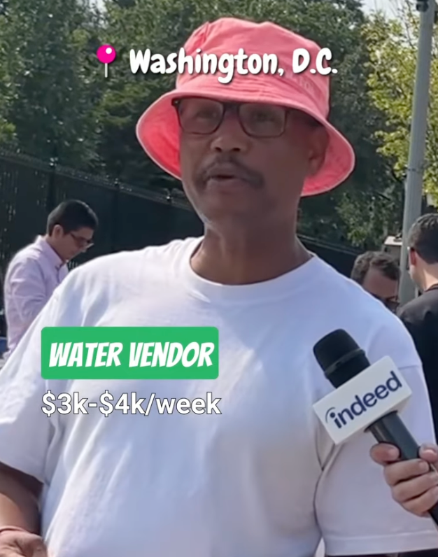 A water vendor in Washington, D.C., told Williams he makes $3,000 to $4,00 every week (Salary Transparent Street)