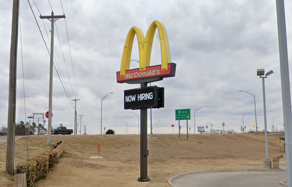 A teenage McDonald's employee in Purcell, Oklahoma is suing over claims she was tormented on the job by an accused murderer working alongside her (Google Maps)