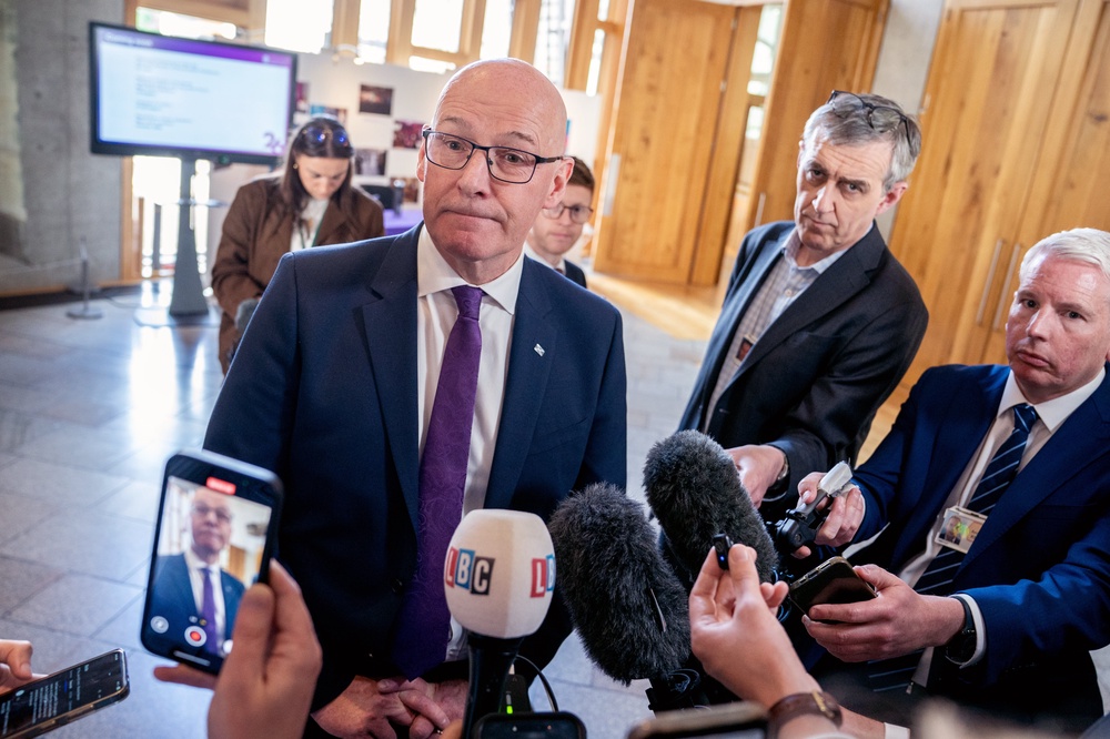 John Swinney told journalists he did not know how much money his party could owe HMRC. (Jane Barlow/PA)
