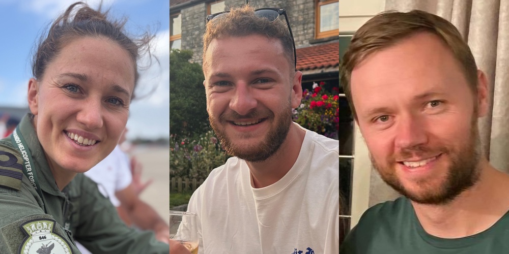 Lieutenant Lily-Mae Fisher, Petty Officer Owen Green and Lieutenant Commander Chris Gayson (Ministry of Defence/PA) (PA Media)