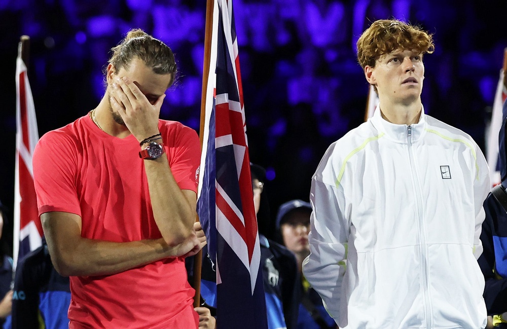 Zverev was heckled during the podium ceremony after his defeat in last year's Australian Open final (Getty)