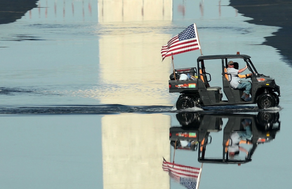On Thursday evening, the White House announced that the water for the reflecting pool had started flowing (Getty Images)