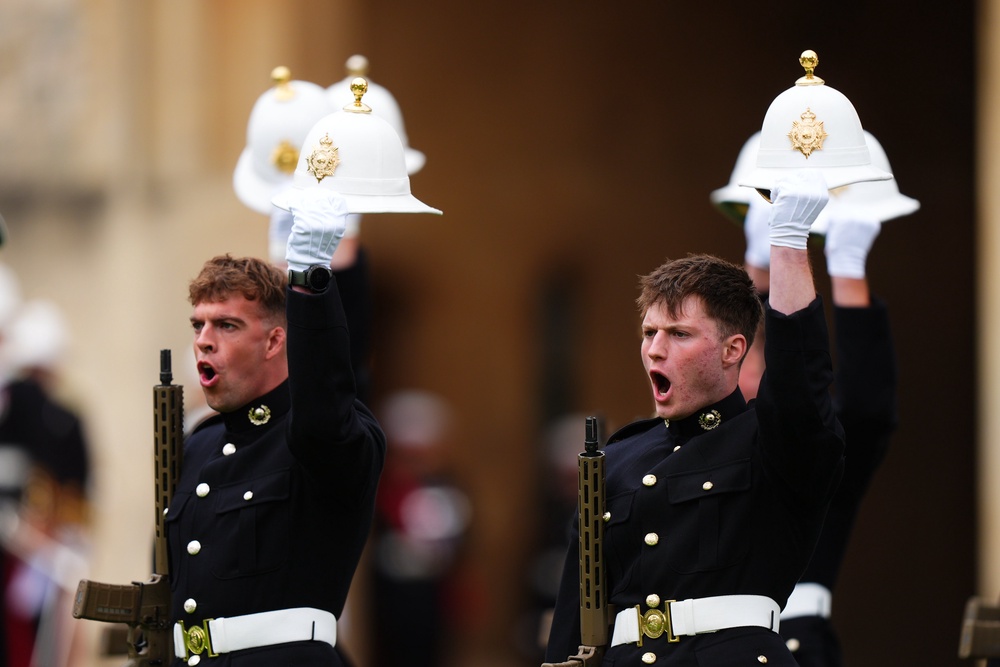 Royal Marines saluted the King at the ceremony (Aaron Chown/PA) (PA Wire)