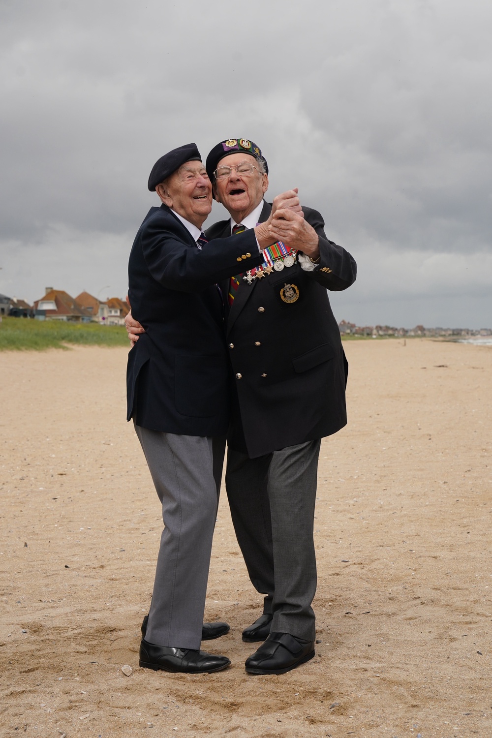 Veterans Ken Hay (right) and Henry Rice on Sword Beach ahead of the 82nd anniversary of D-Day on Saturday (Gareth Fuller/PA) (PA Wire)