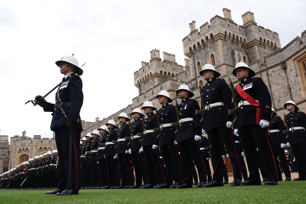 Royal Marines during the ceremony at Windsor Castle (Aaron Chown/PA) (PA Wire)