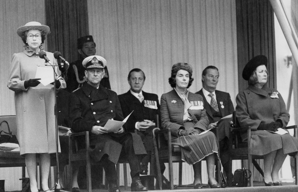 Lady Pamela Hicks (extreme right) joined the late Queen at the unveiling of a statue honouring her father, the late Lord Mountbatten, in London in 1983 (PA Archive) (PA Archive)