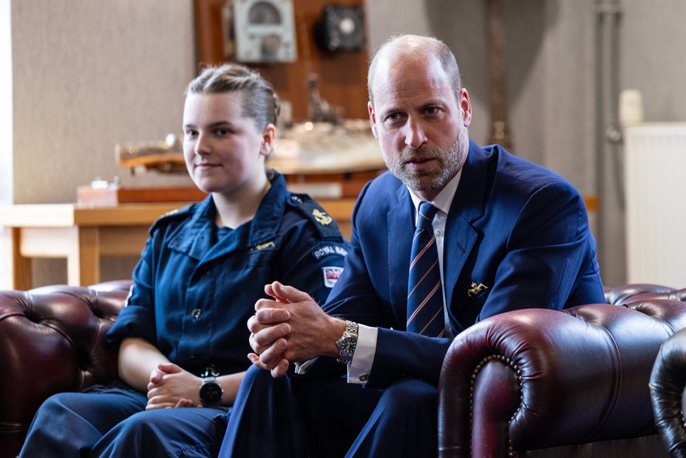 The Prince of Wales meeting with female Submariners in the blue room at HMNB Clyde. (Royal Navy/PA)