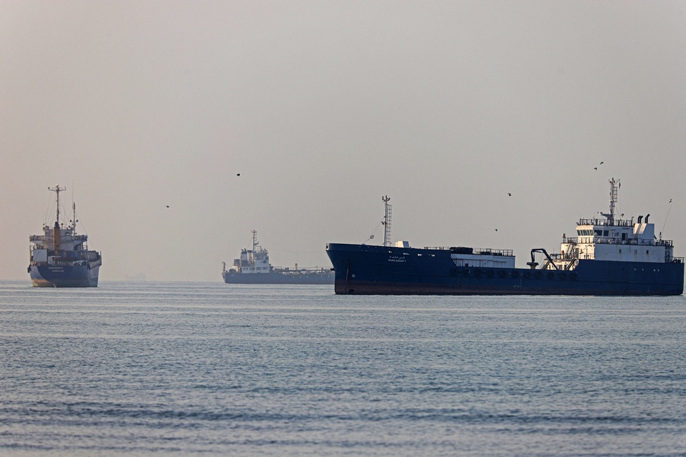 Vessels sail at Suru Beach in Bandar Abbas along the Strait of Hormuz (AFP/Getty)