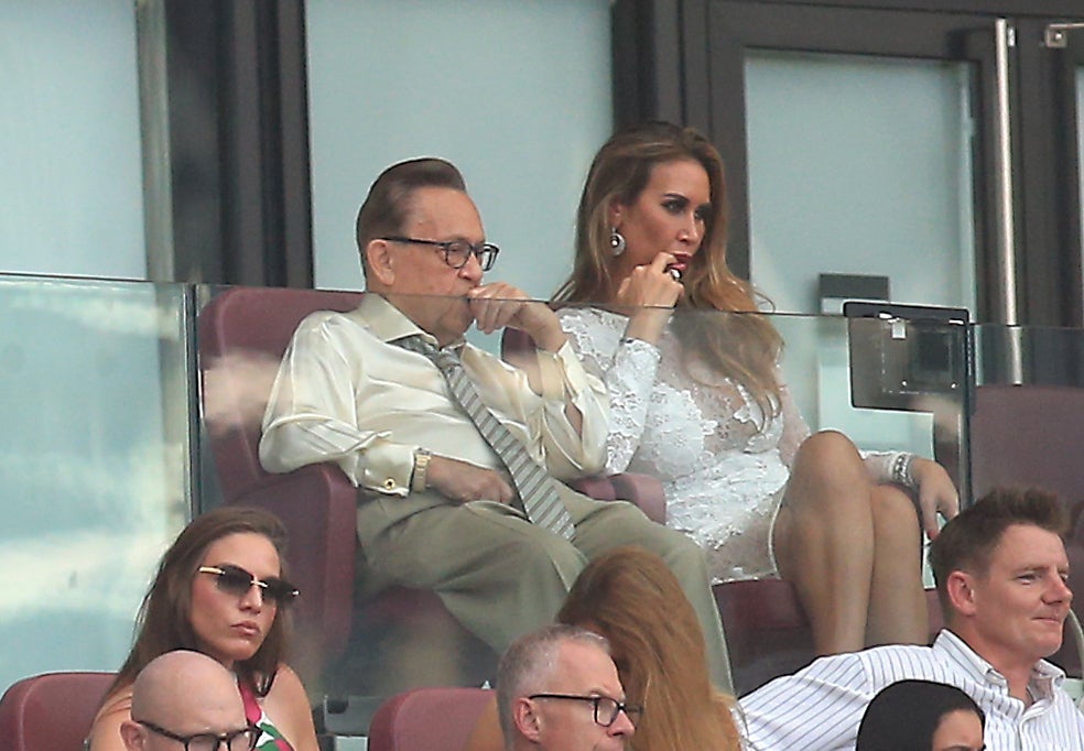 David Sullivan and partner Ampika Pickston at a West Ham game (PA)