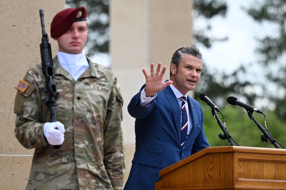 During his speech, Hegseth compared immigration to an ‘invasion’ arriving on European shores (AFP/Getty)