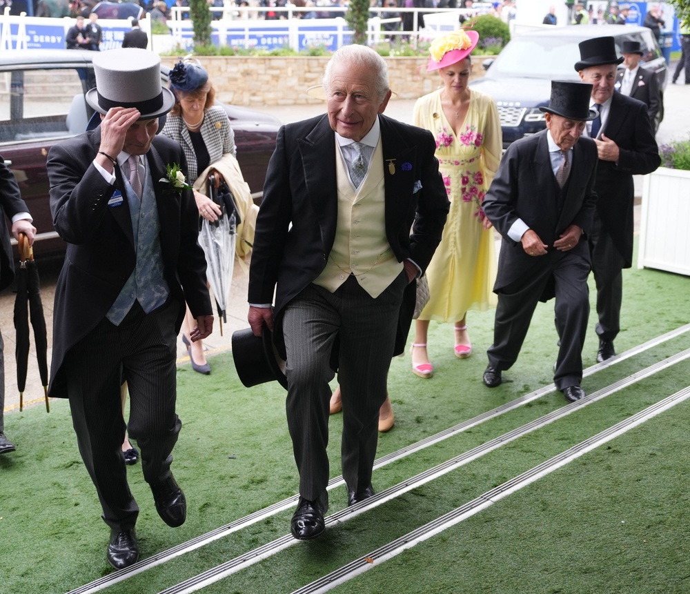 The King arriving for Derby Day at Epsom Downs Racecourse (Jonathan Brady/PA) (PA Wire)