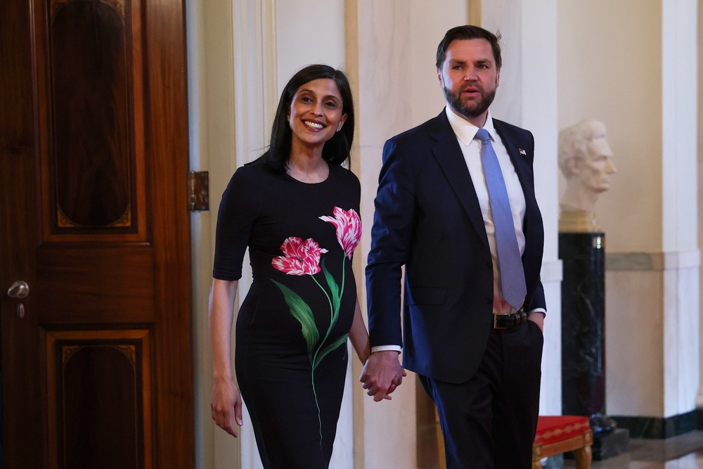 JD and Usha Vance met in law school and have three children together. Usha is child of two immigrants who came to the U.S. where she was born (Getty)
