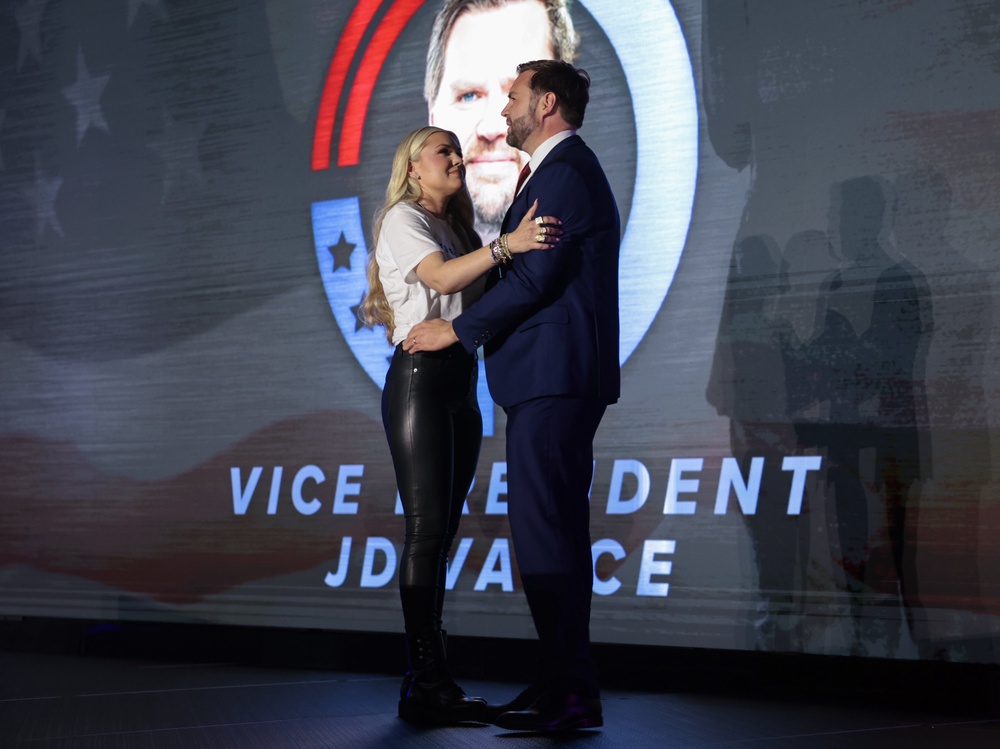 Vice President JD Vance has spoken at several Turning Point USA events alongside Erika Kirk, the widow of Charlie Kirk (Getty)