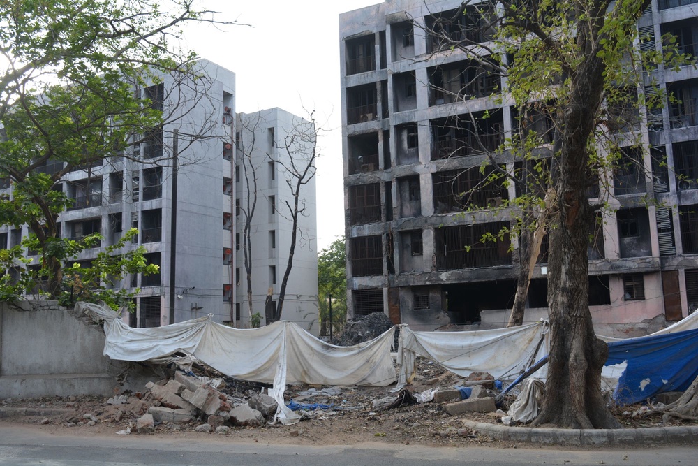 The heavily damaged site remains abandoned since the Air India crash (The Independent)