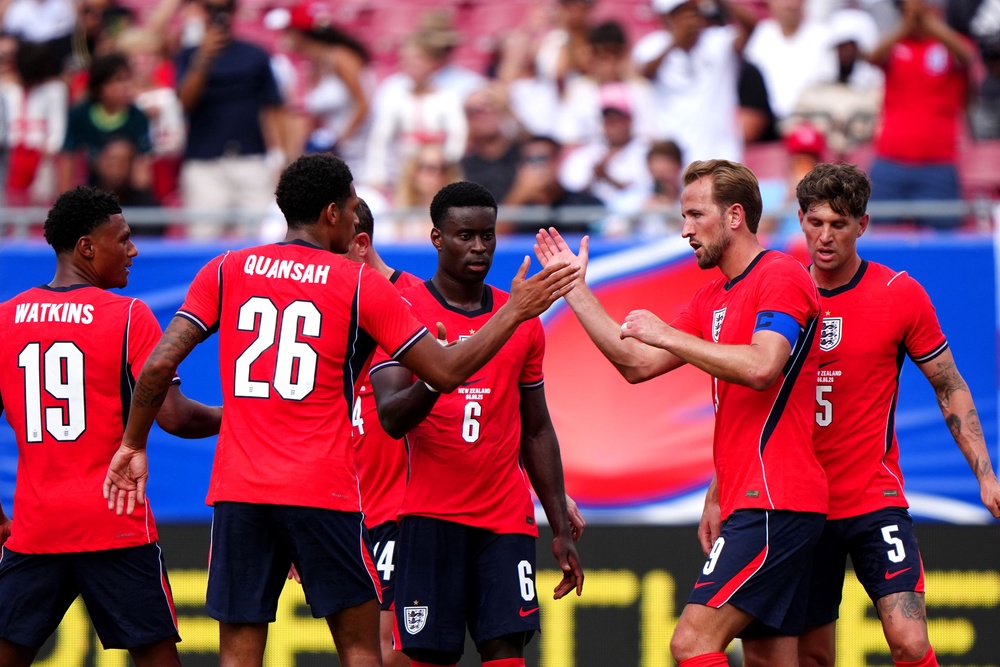 Harry Kane (second right) will be key to England’s World Cup chances this summer (Bradley Collyer/PA)