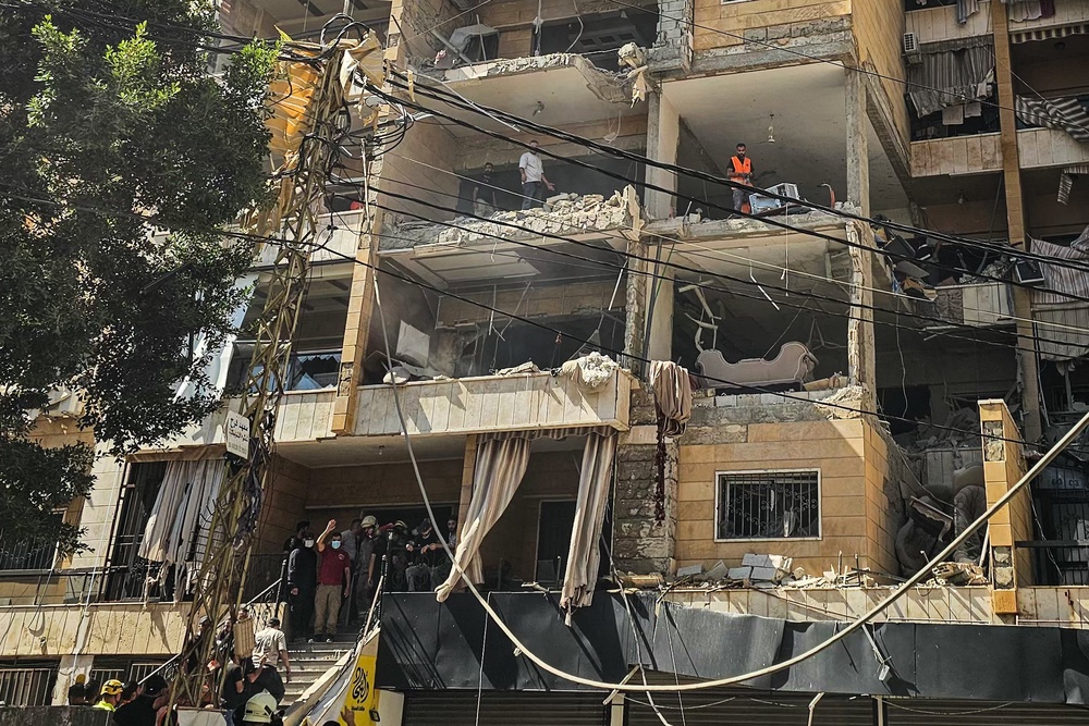 An Israeli attack on Beirut's southern suburbs hit two buildings in the area (AFP/Getty)