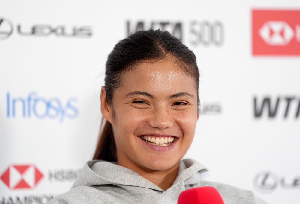 Raducanu was in good spirits at Queen’s Club (Adam Davy/PA)