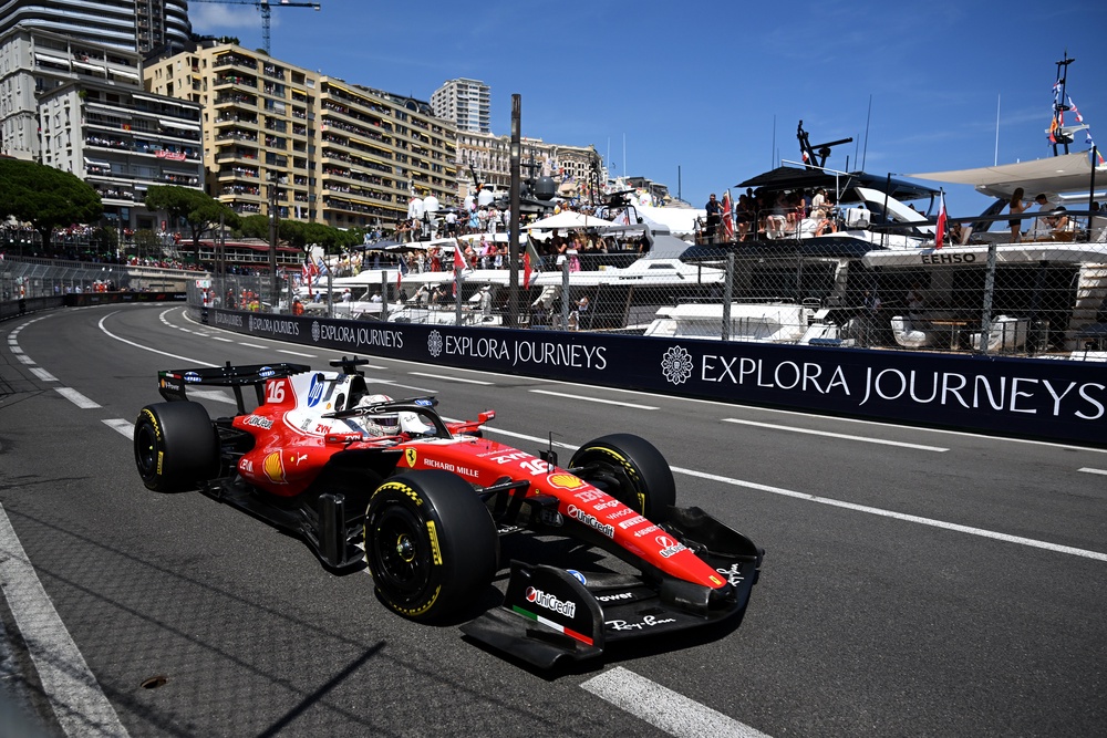 Charles Leclerc suffered a late crash in an area where the track was damaged (Getty)
