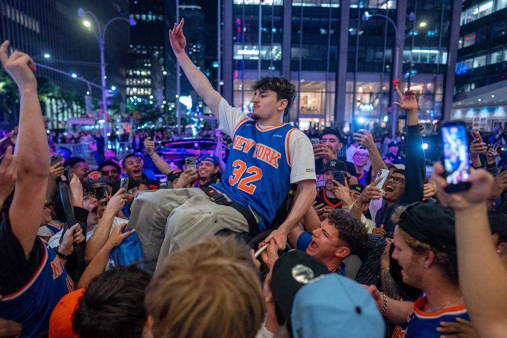 New York Knicks fans will not be able to hold watch parties outside of Madison Square Garden during Monday's Game 3 due to Donald Trump's attendance (Getty Images)