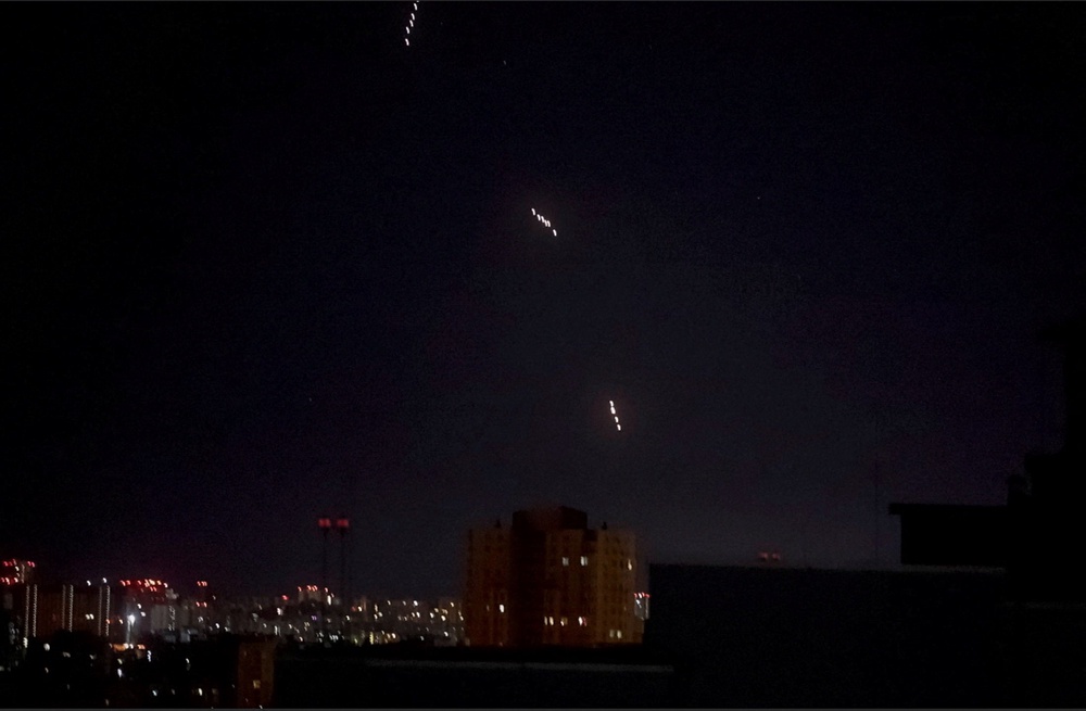 A  Russian missile and drone strike on Kyiv last month (Reuters)