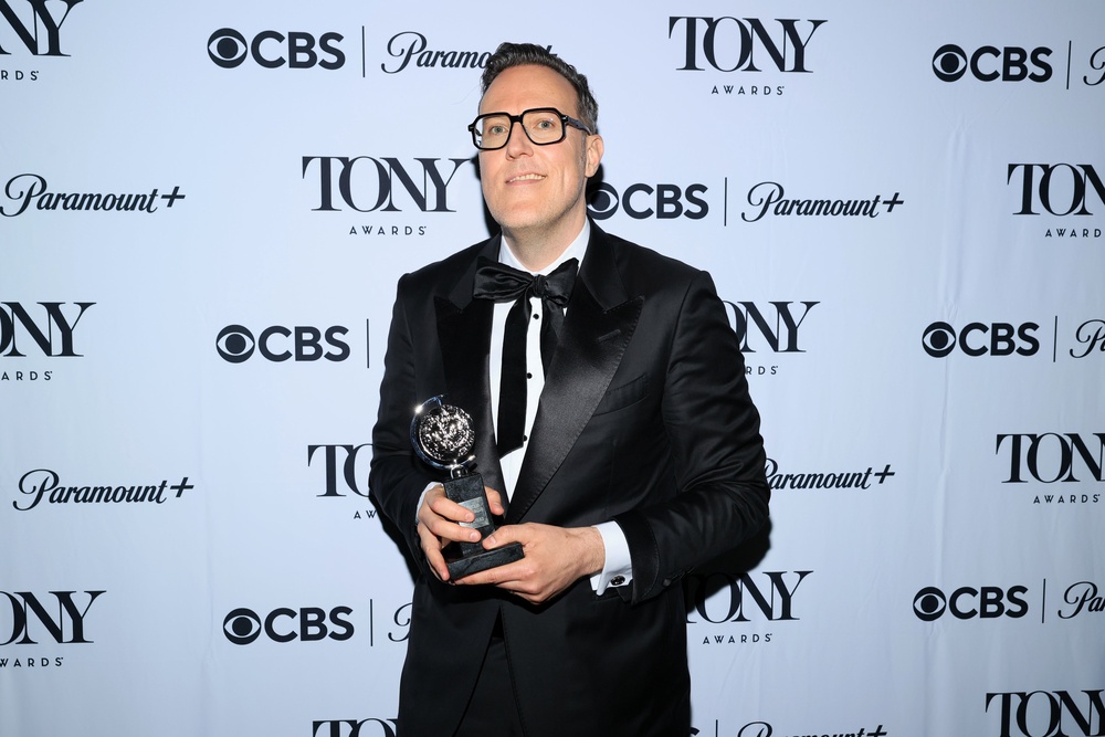 Dane Laffrey posed after winning a Tony Award for Best Scenic Design of a Musical for ‘The Lost Boys’ (Getty)