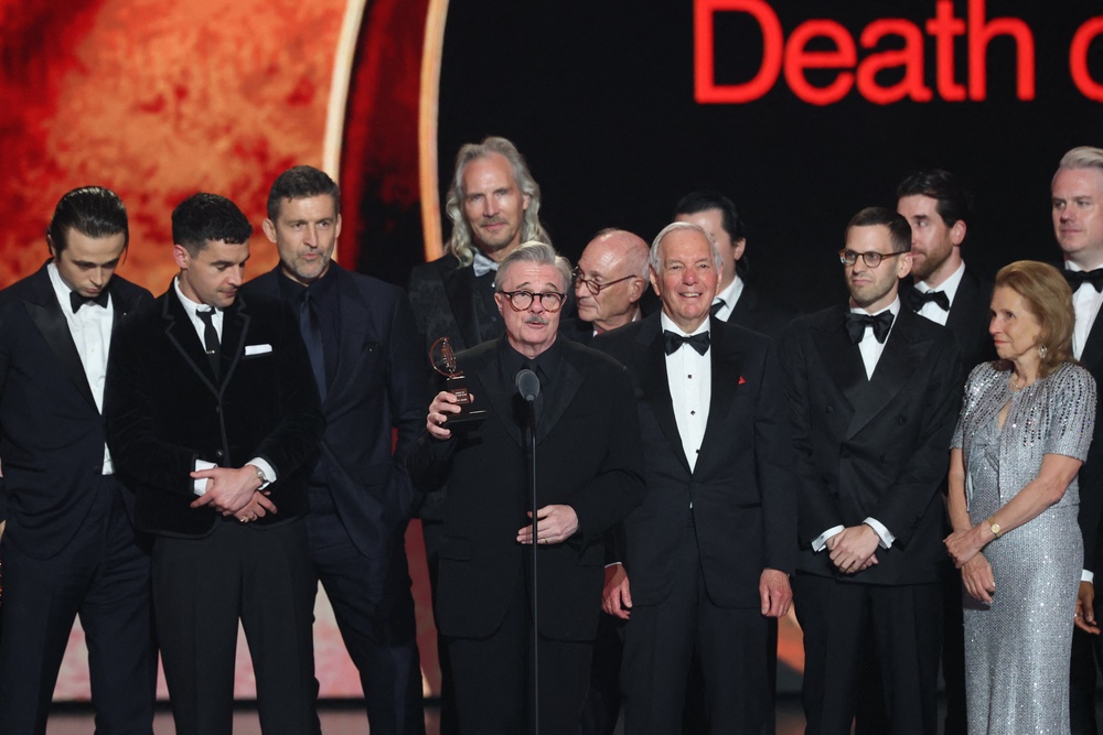 Nathan Lane accepted the award for Best Revival of a Play for ‘Arthur Miller's Death of a Salesman’ (Reuters)