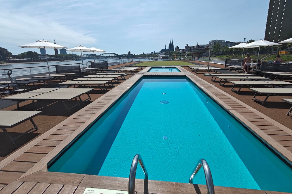The A-Rosa Sena pool is pretty spacious for a river cruise ship (Marc Shoffman)