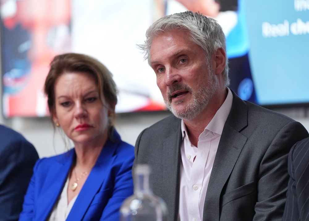 Emma Webber and David Webber during a press conference with the families of the Nottingham attack victims (Yui Mok/PA) (PA Wire)