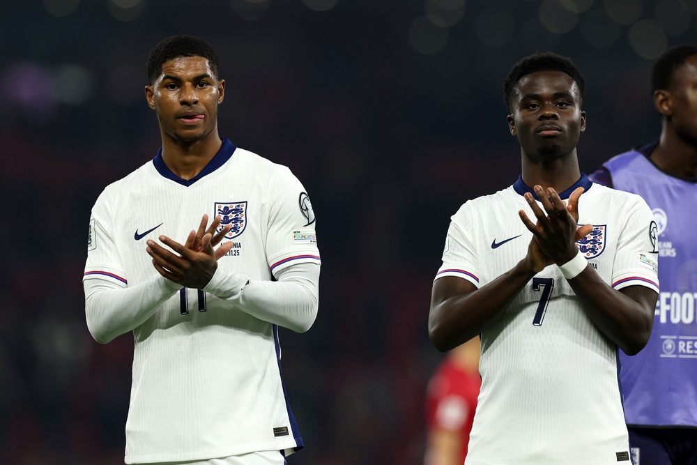 Marcus Rashford and Bukayo Saka, along with Jadon Sancho, received abuse after missing penalties during the Euro 2020 final (Getty)