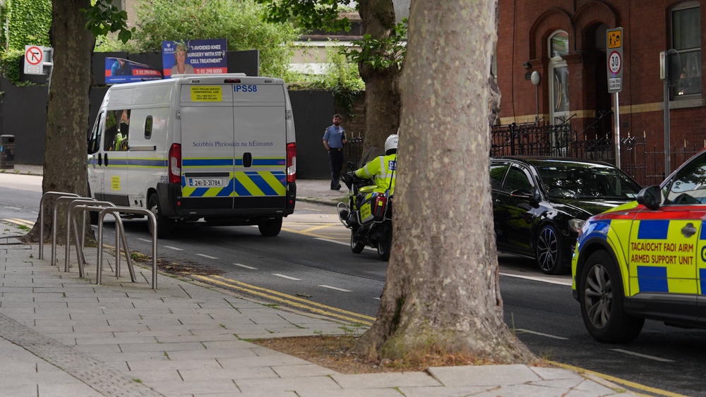 A prison van under police escort arrives at the Special Criminal Court in Dublin (Niall Carson/PA) (PA Wire)