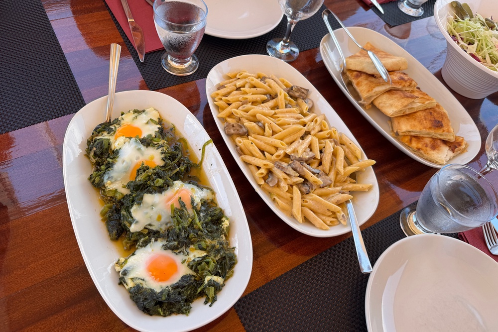 All meals onboard the Notus are served on the aft deck’s communal table (Rebecca Hall)