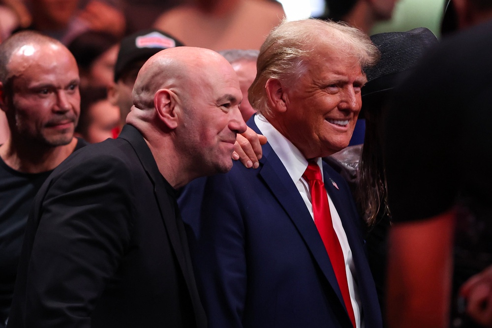 UFC CEO Dana White, left, poses for a photo with President-elect Donald Trump during the UFC 309 event at Madison Square Garden in November 2024 (Getty)