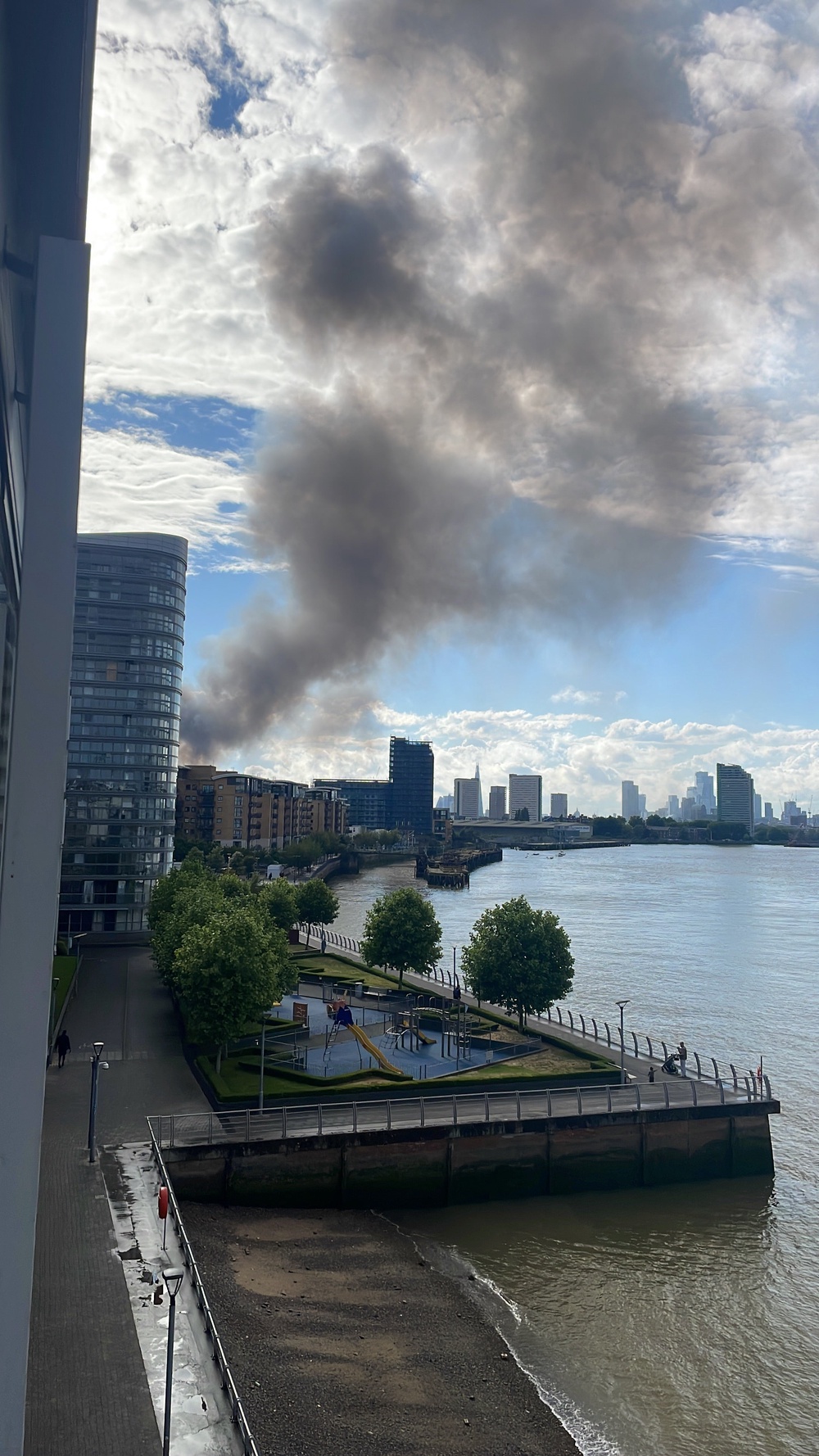Footage of the fire as seen from Greenwich on Monday evening (Supplied)