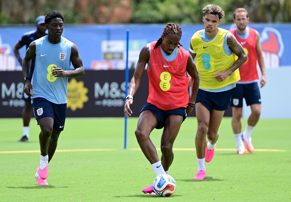 Djed Spence trains with England in Florida (JC Ruiz/PA).