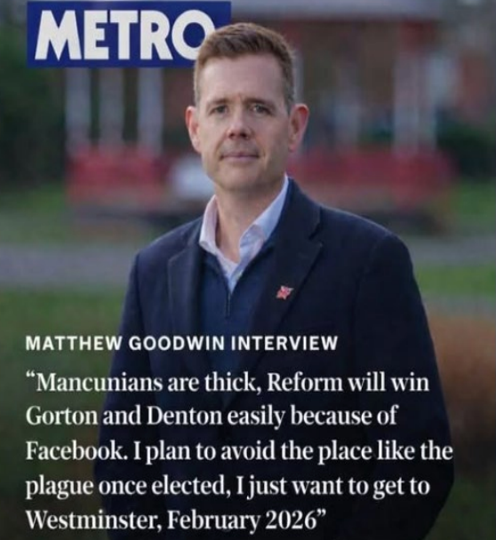 Misinformation and mocked-up posts, such as this which was made to look as if it was published in Metro, spiked during the Gorton and Denton by-election (Social Market Foundation)