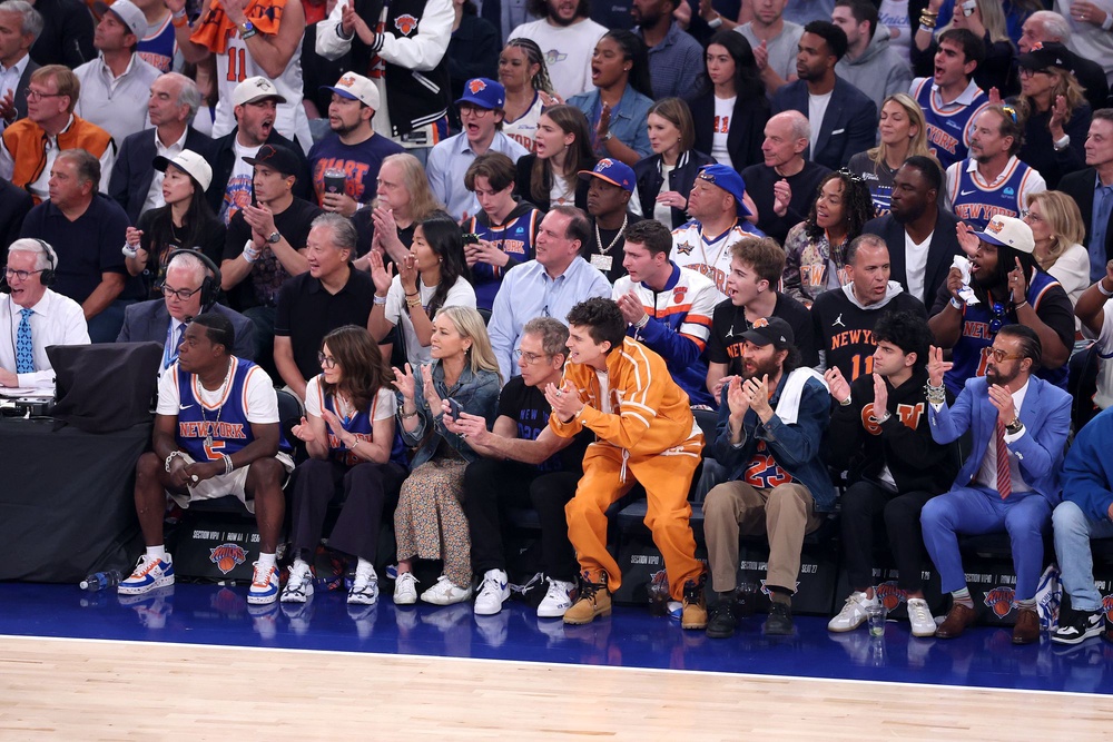 Actors Tracy Morgan, Tina Fey, Christine Taylor, Ben Stiller and Timothée Chalamet look on (Getty Images)