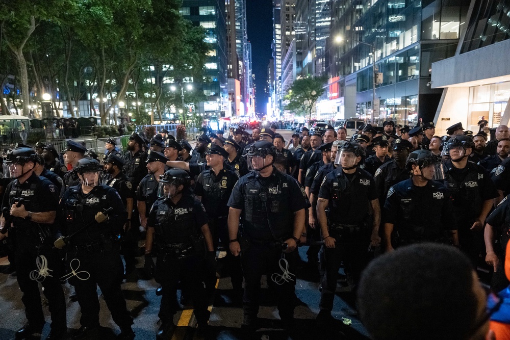 There was a huge police presence as officers tried to disperse the crowds (Getty)