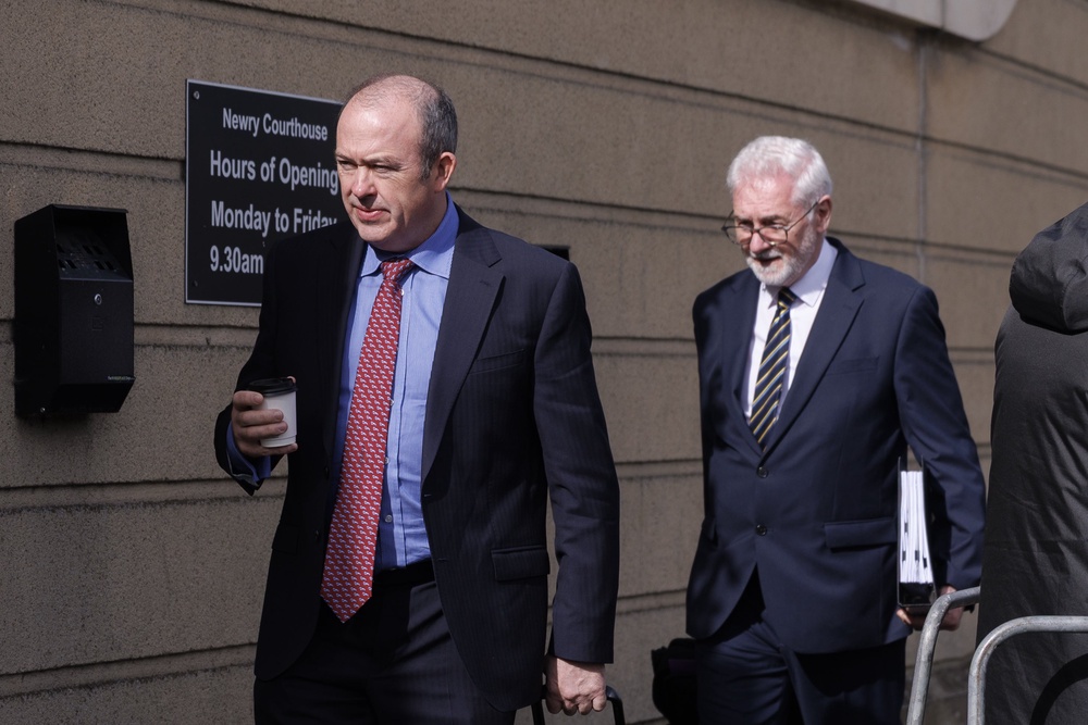 Kieran Vaughan KC (left) and solicitor John McBurney arriving at Newry Crown Court (Liam McBurney/PA) (PA Wire)