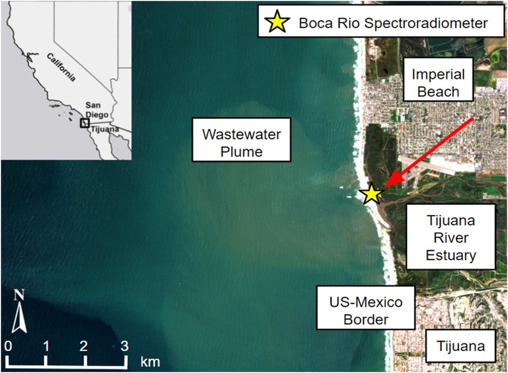 Satellite images show wastewater plumes rising from the Imperial Beach shores (NASA Jet Propulsion Library California Institute of Technology/SDSU/Eva Scrivner)