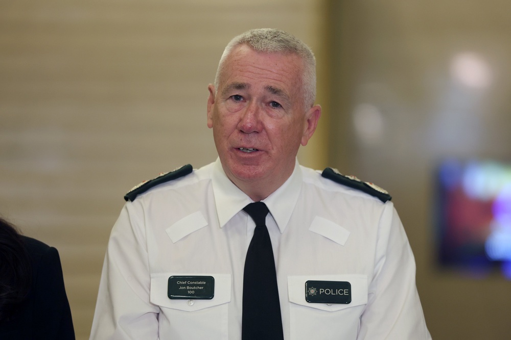 PSNI chief constable Jon Boutcher speaking to the media at Parliament buildings at Stormont on Tuesday (Liam McBurney/PA) (PA Wire)