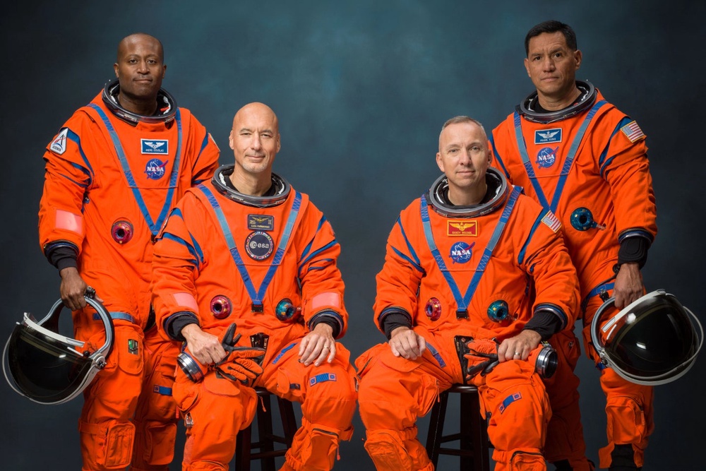 The Artemis III crew has been named as, from left, Andre Douglas, Luca Parmitano, Randy Bresnik and Frank Rubio (Bill Stafford/Nasa/AP) (AP)