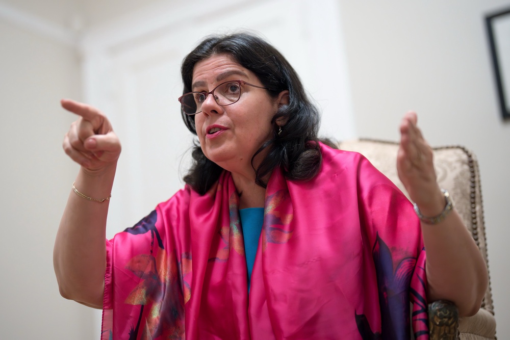 Lianys Torres Rivera, speaks with The Associated Press at the mission in Washington, Tuesday, June 9, 2026 (AP Photo/J. Scott Applewhite)