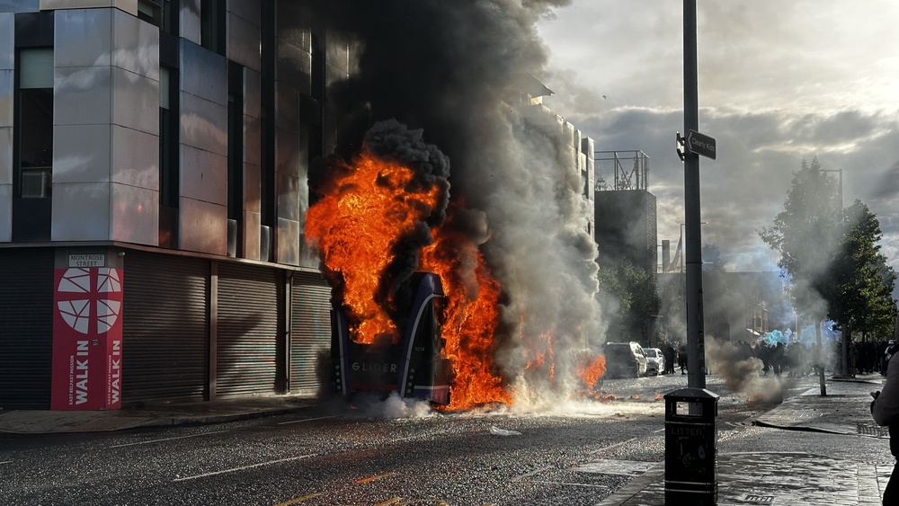 A bus was set on fire in east Belfast (PA) (PA Wire)