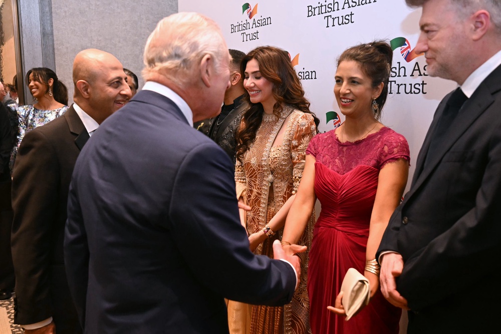 The King met TV presenter Konnie Huq at a reception (Justin Tallis/PA)