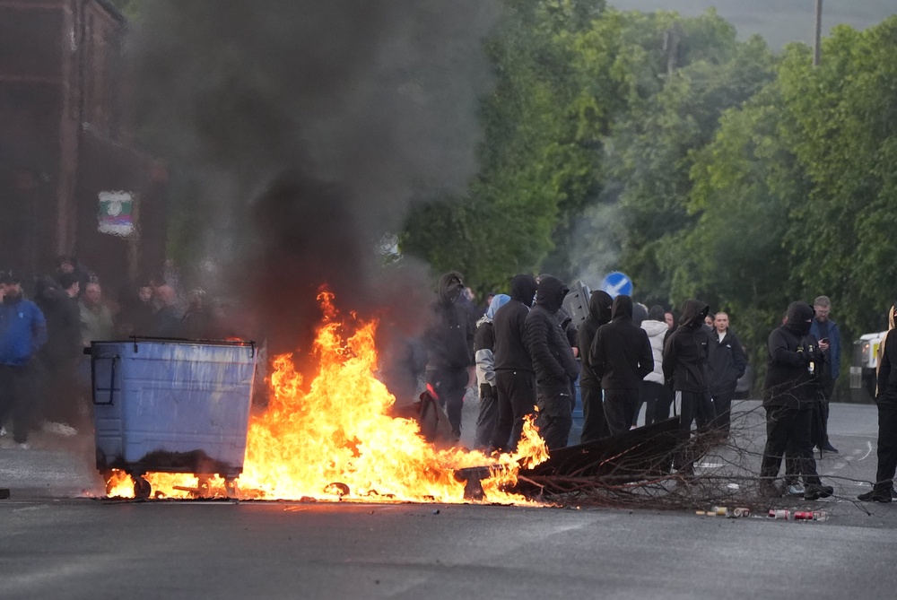 Disorder flared during an anti-immigration demonstration organised in response to Monday night’s stabbing attack (PA) (PA Wire)