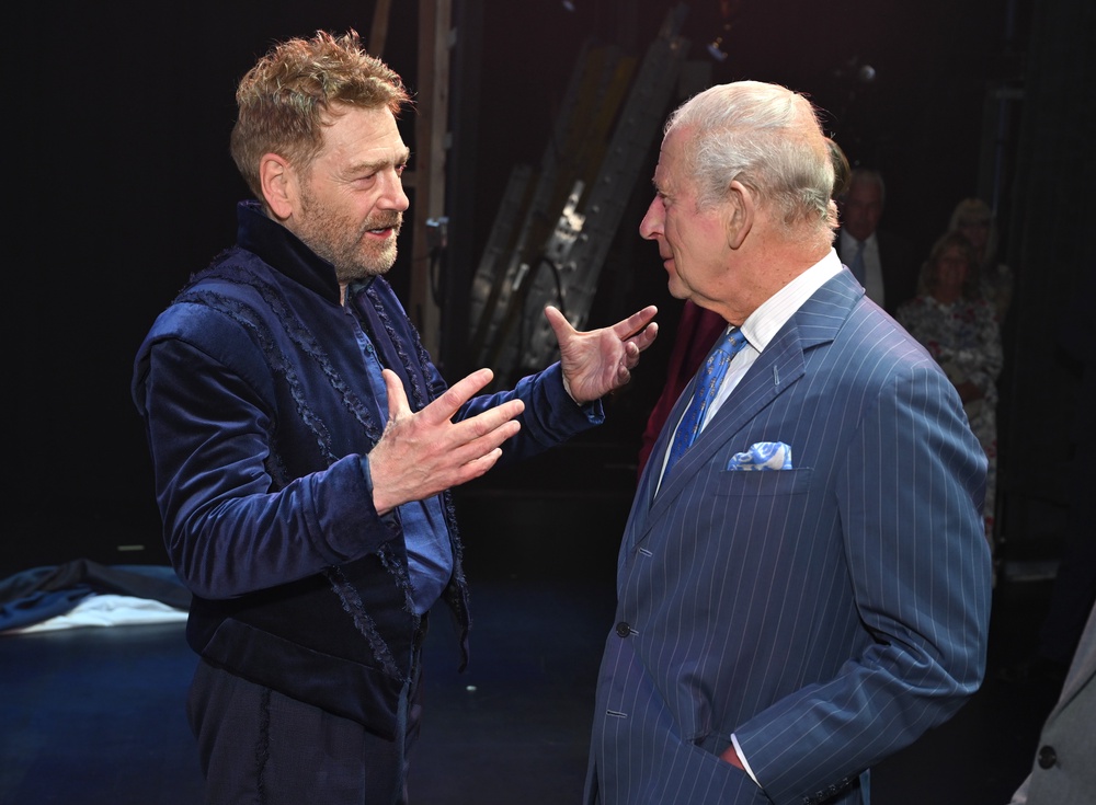 Sir Kenneth Branagh speaking to King Charles following a performance of 'The Tempest' (Getty)