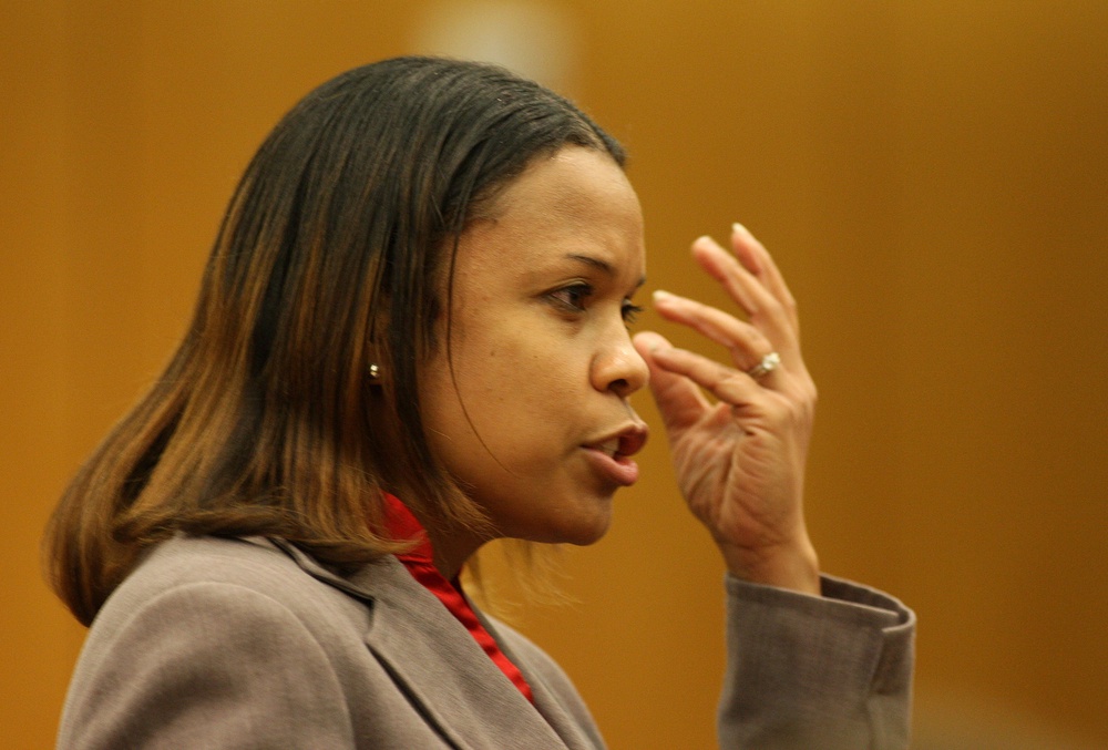 Then- Fulton County Senior ADA Eleanor Ross speaks during opening statements Wednesday, Feb. 17, 2010, in Atlanta