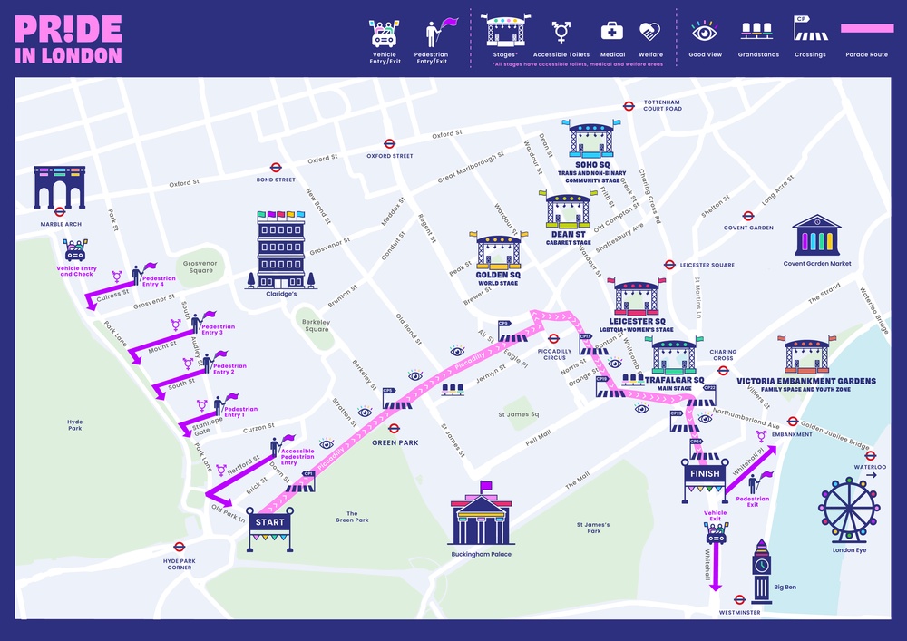 The Pride in London parade route. Click to enlarge (Pride in London)