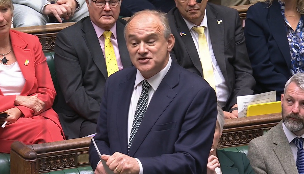 Liberal Democrat leader Sir Ed Davey raised concerns the hospital programme would be slashed to fund the shortfall in defence spending (House of Commons/UK Parliament/PA) (House of Commons/UK Parliament)